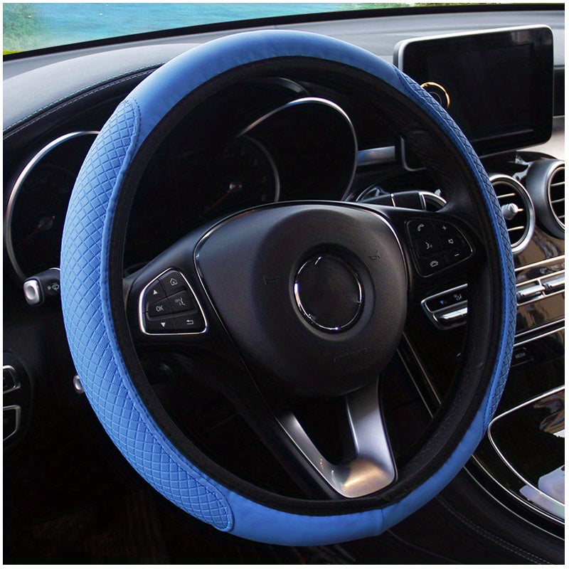 Premium Leather Steering Wheel Cover – Comfortable & Non-Slip Grip