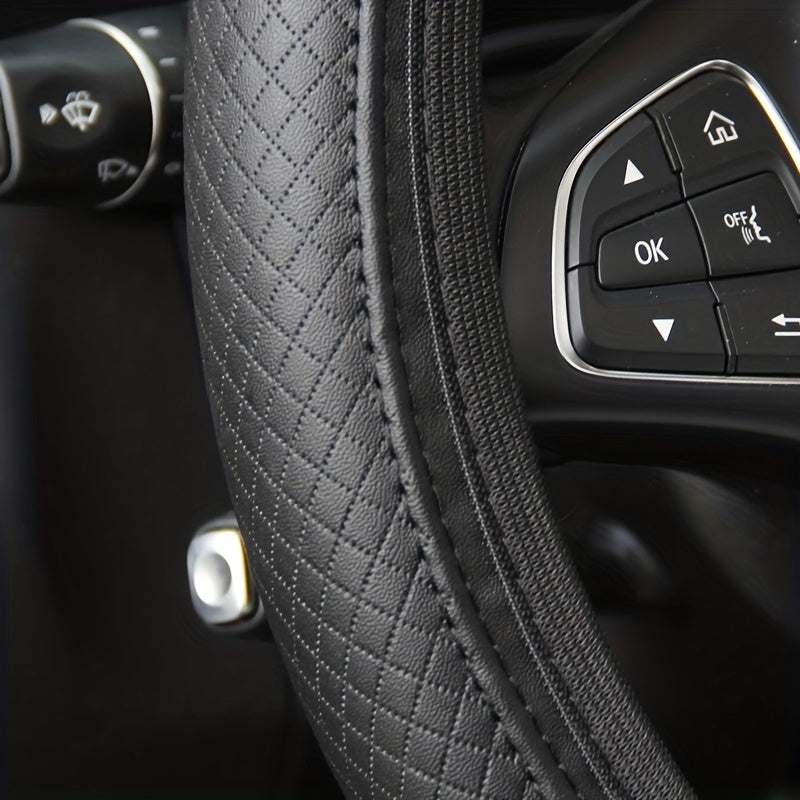 Premium Leather Steering Wheel Cover – Comfortable & Non-Slip Grip