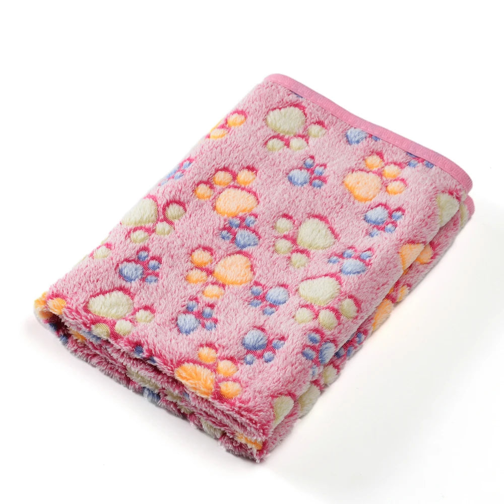 Soft Paw Print Pet Blanket