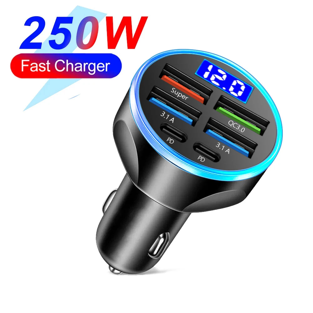 PD & QC3.0 Fast Car Charger with Digital Display