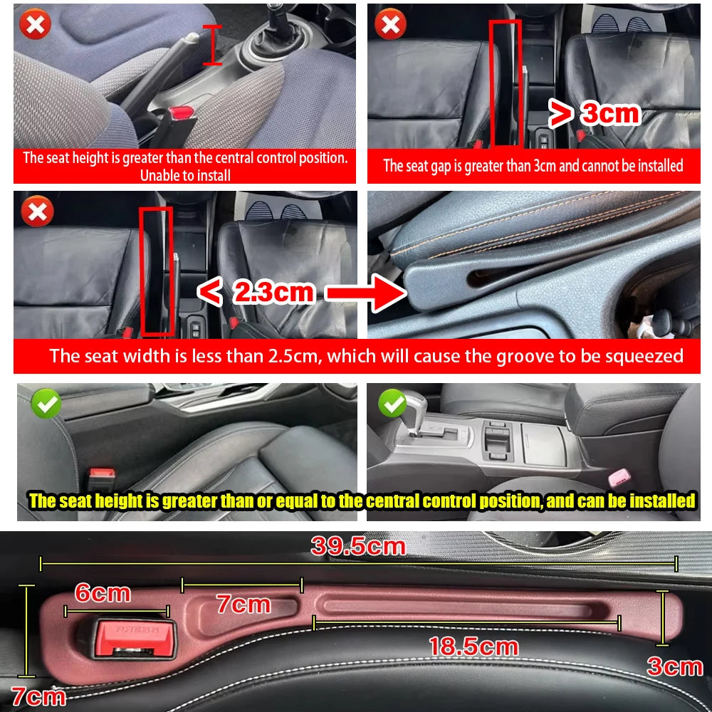 Black Car Seat Gap Filler 2PCS