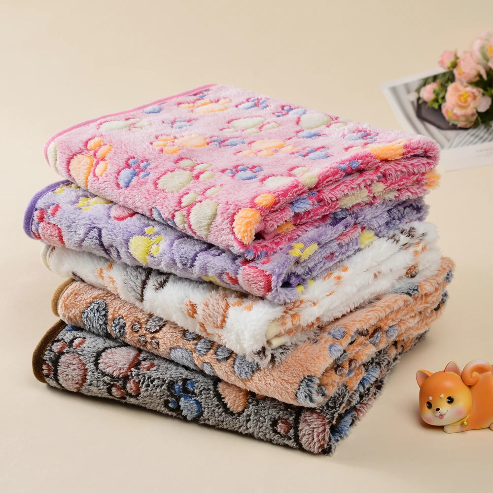 Soft Paw Print Pet Blanket