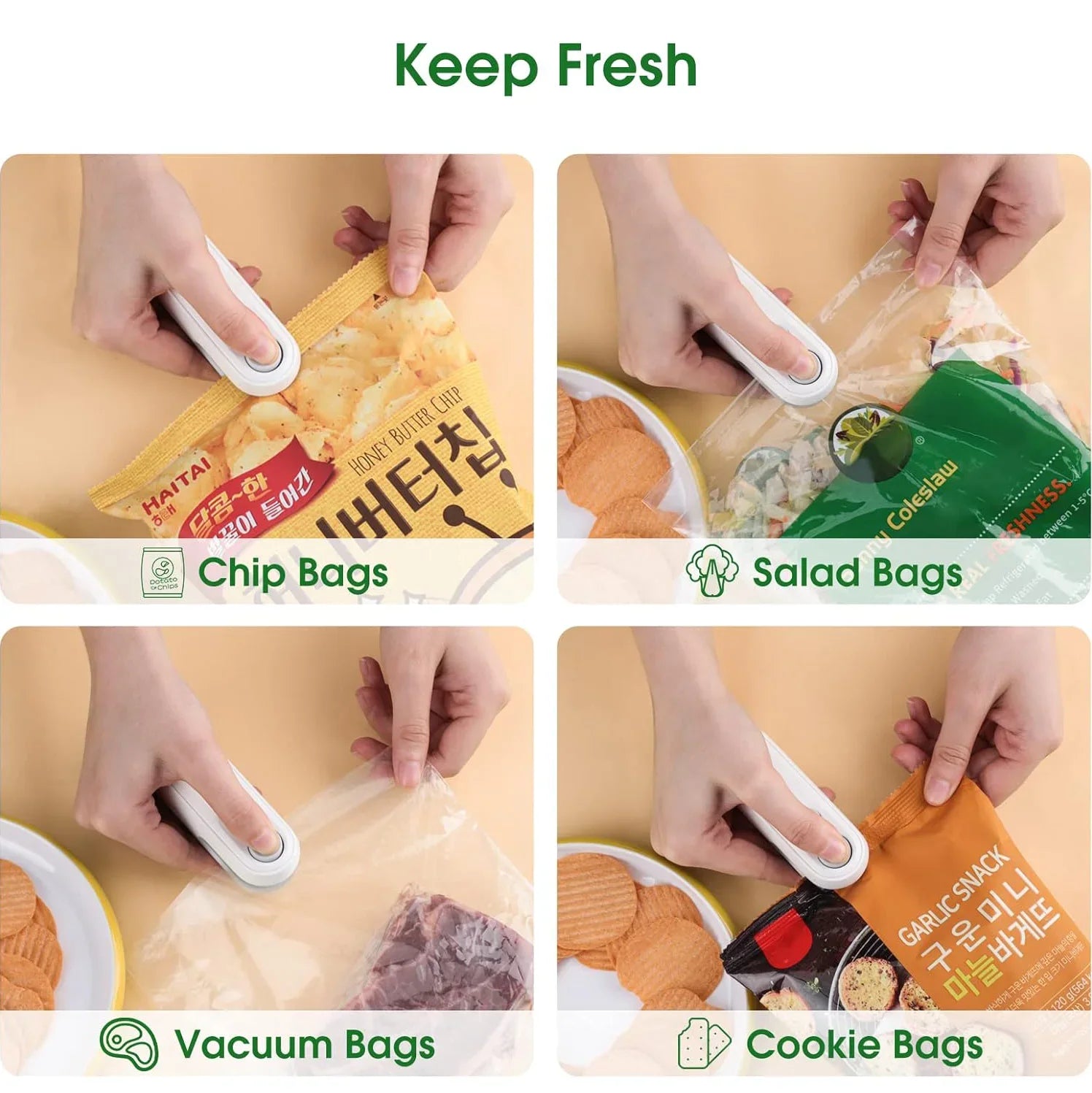 Mini Bag Sealer – 2-in-1 Heat Sealer for Fresh & Crispy Food
