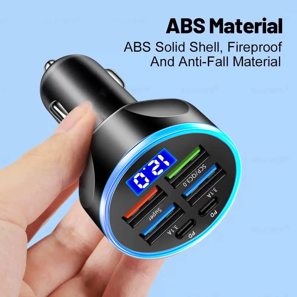 PD & QC3.0 Fast Car Charger with Digital Display
