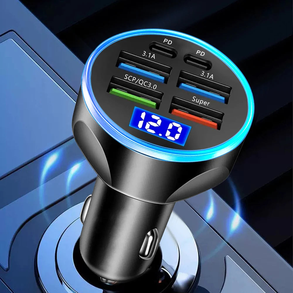 PD & QC3.0 Fast Car Charger with Digital Display