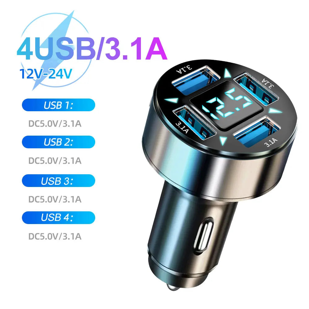 PD & QC3.0 Fast Car Charger with Digital Display