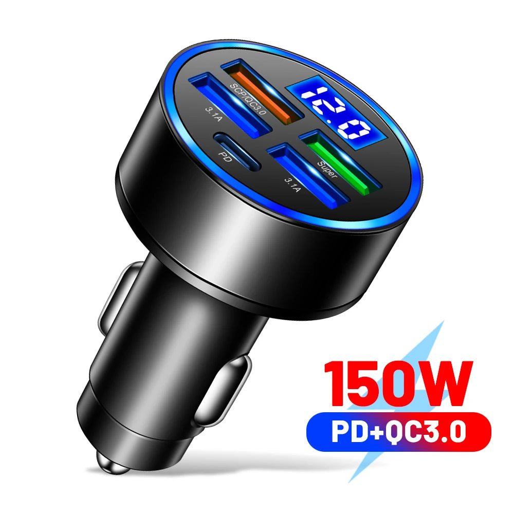 PD & QC3.0 Fast Car Charger with Digital Display