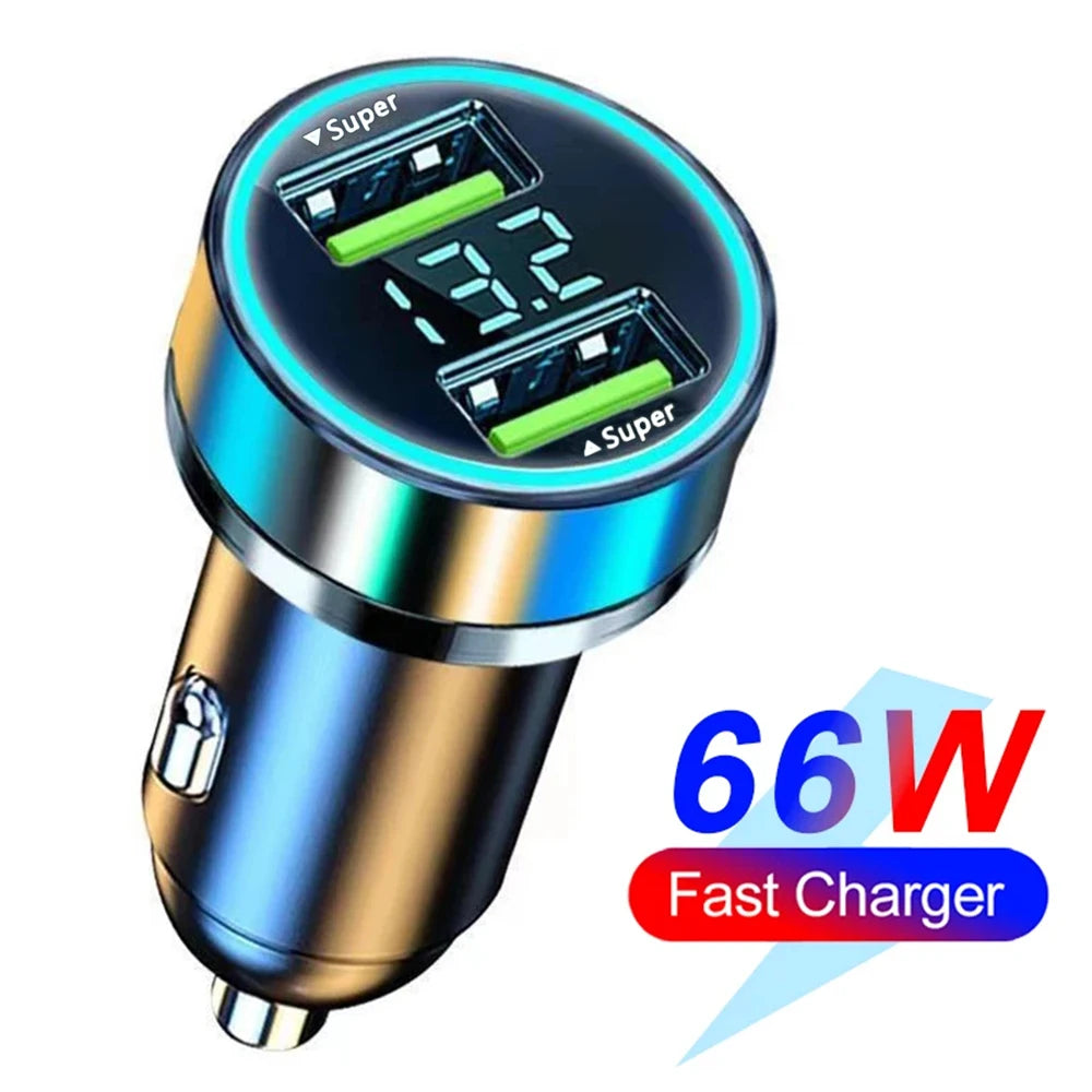 PD & QC3.0 Fast Car Charger with Digital Display