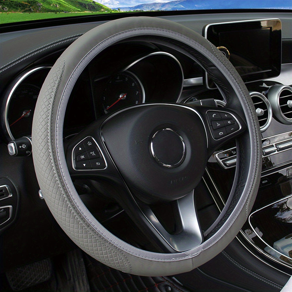 Premium Leather Steering Wheel Cover – Comfortable & Non-Slip Grip