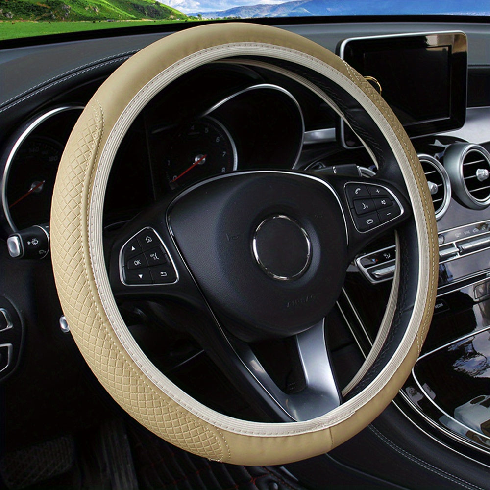 Premium Leather Steering Wheel Cover – Comfortable & Non-Slip Grip