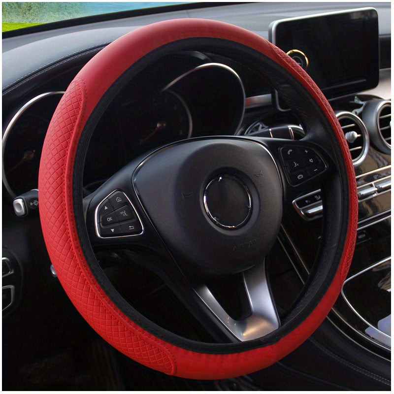 Premium Leather Steering Wheel Cover – Comfortable & Non-Slip Grip