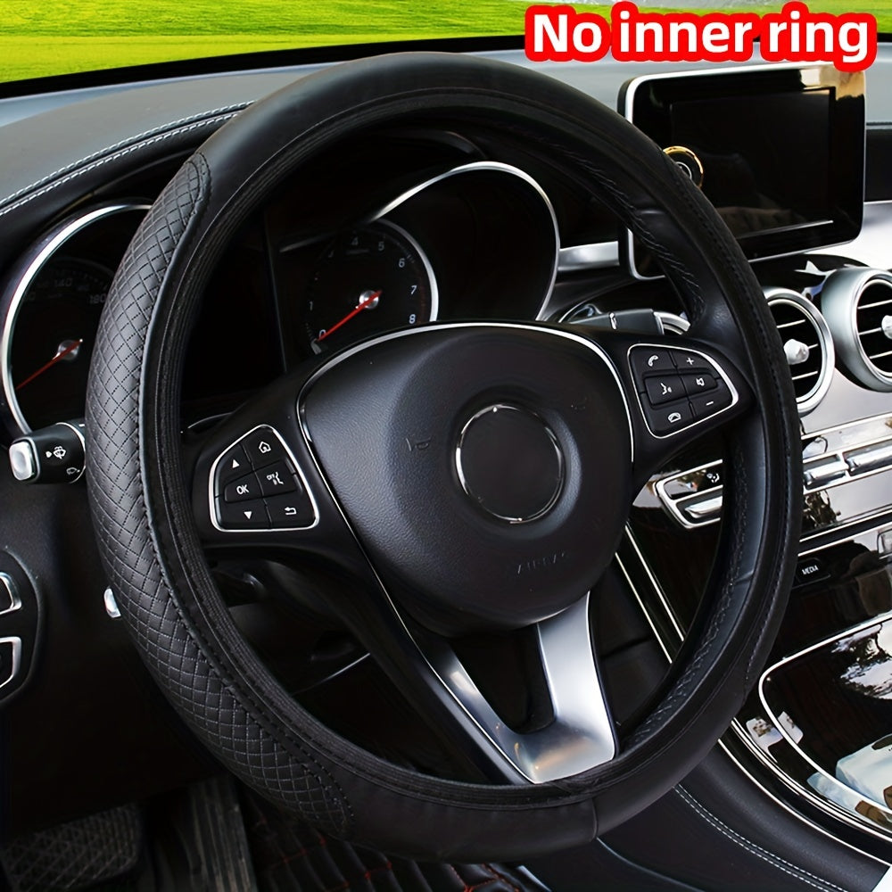 Premium Leather Steering Wheel Cover – Comfortable & Non-Slip Grip